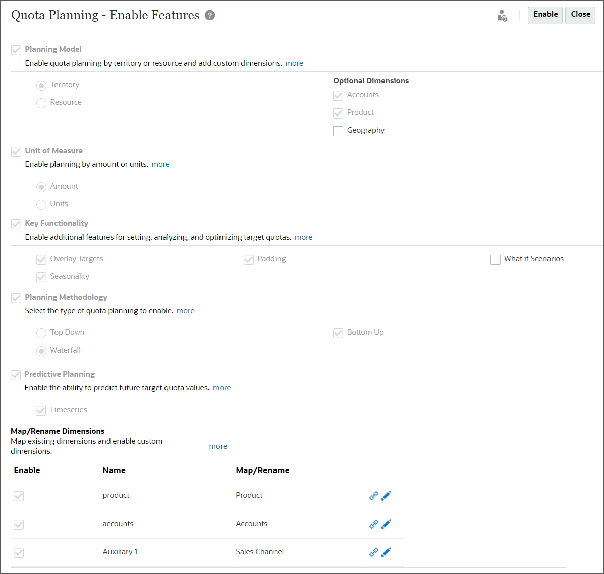 Enabled Features